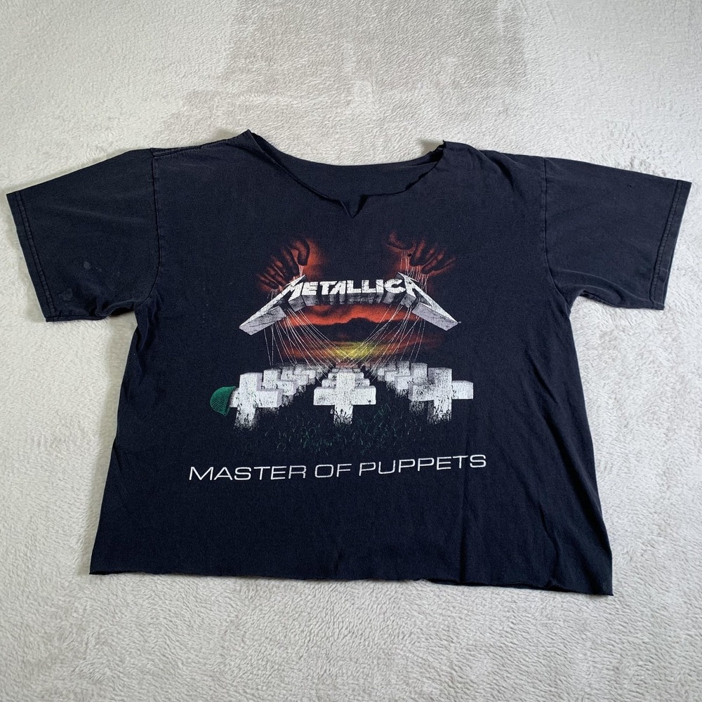 Metallica Master Of Puppets‎ Shirt Mens Large Black Band Graphic Distressed